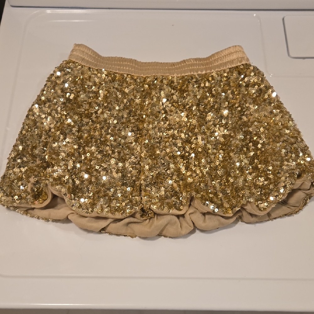 GAP Kids Girls Shimmering Gold Sequin Skirt Size 6